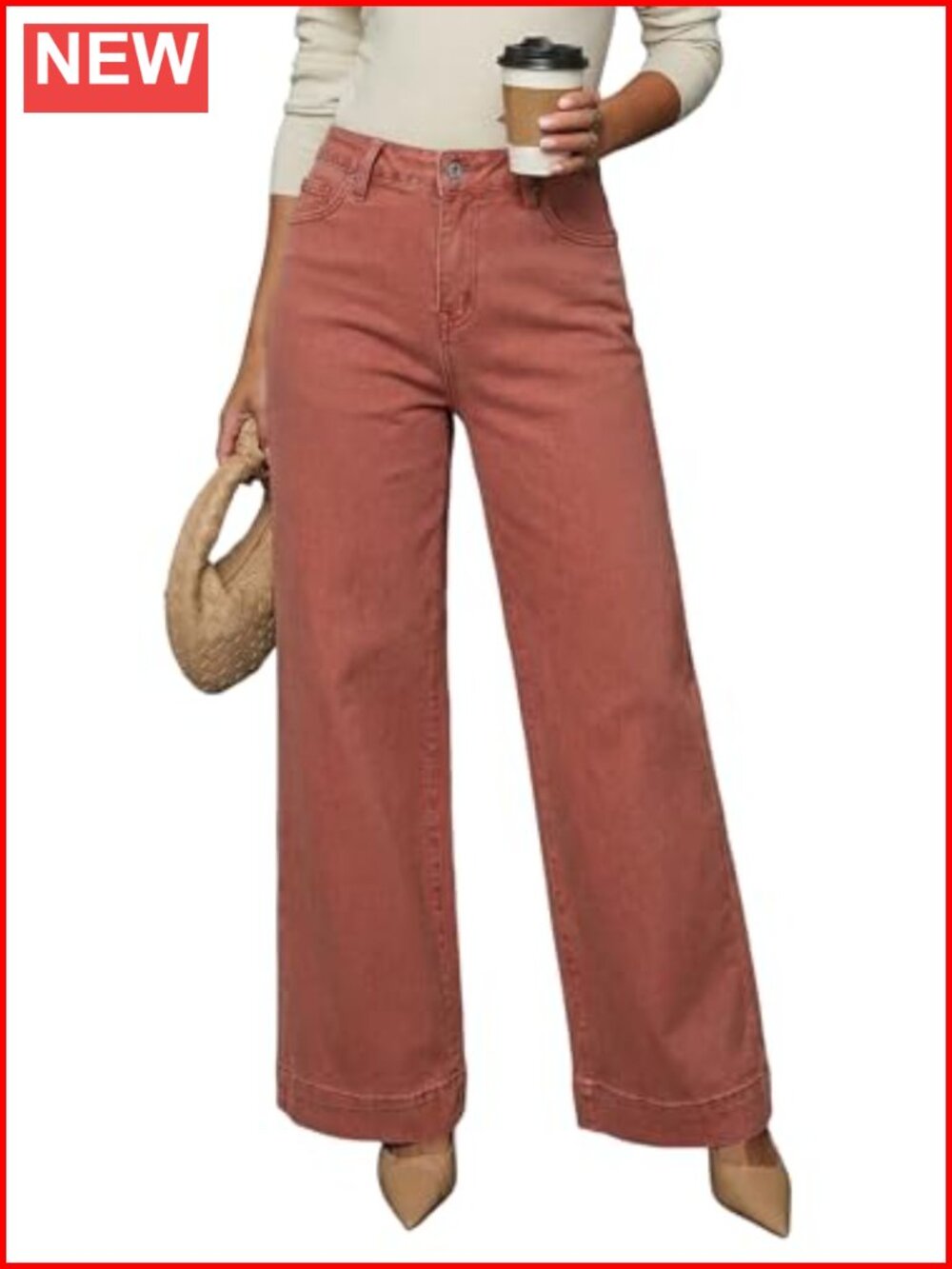 High Waisted Wide Leg Stretch Denim Jeans Casual Loose Fit